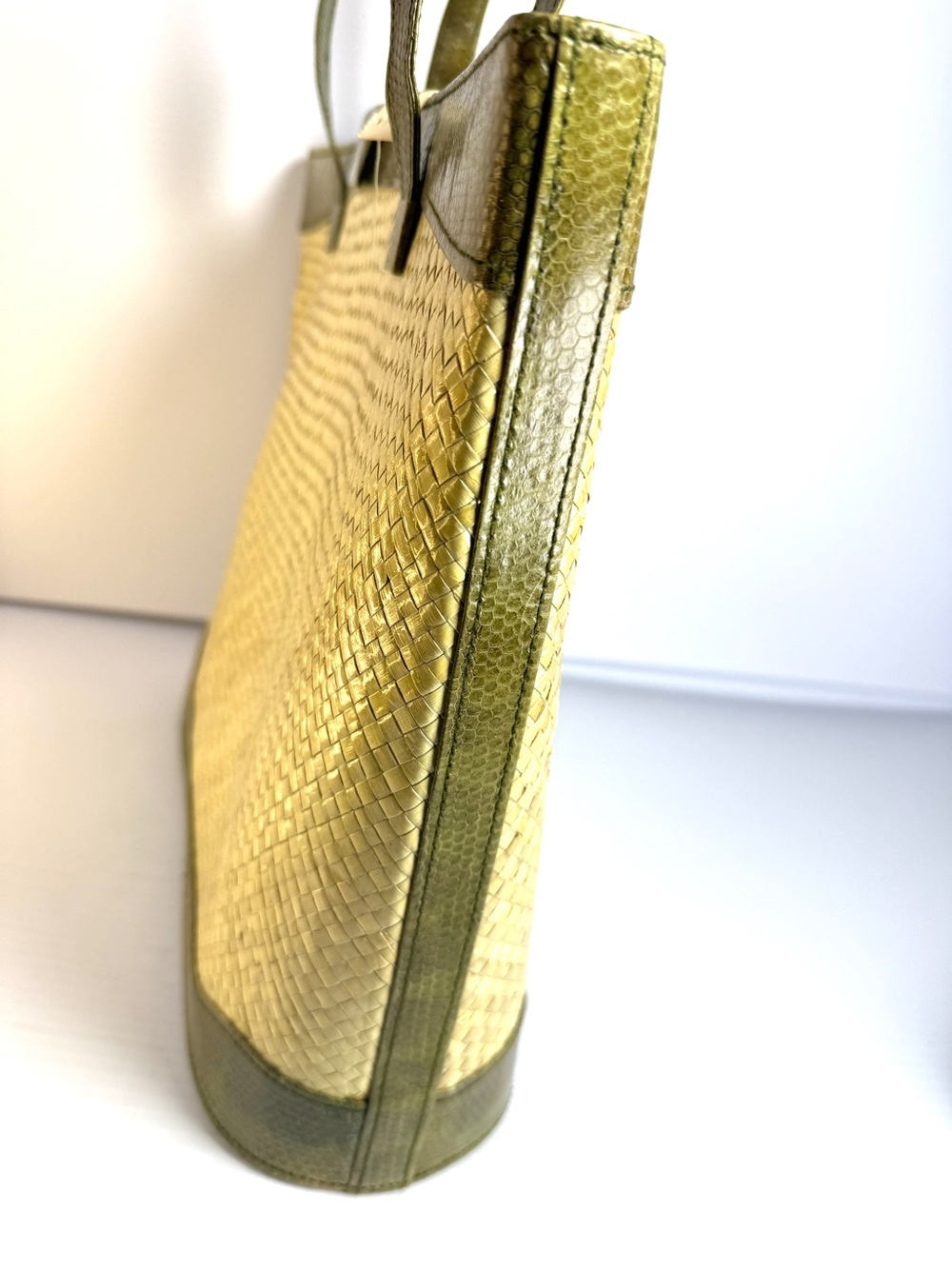 Source Unknown Olive Green And Natural Woven Tote View 3